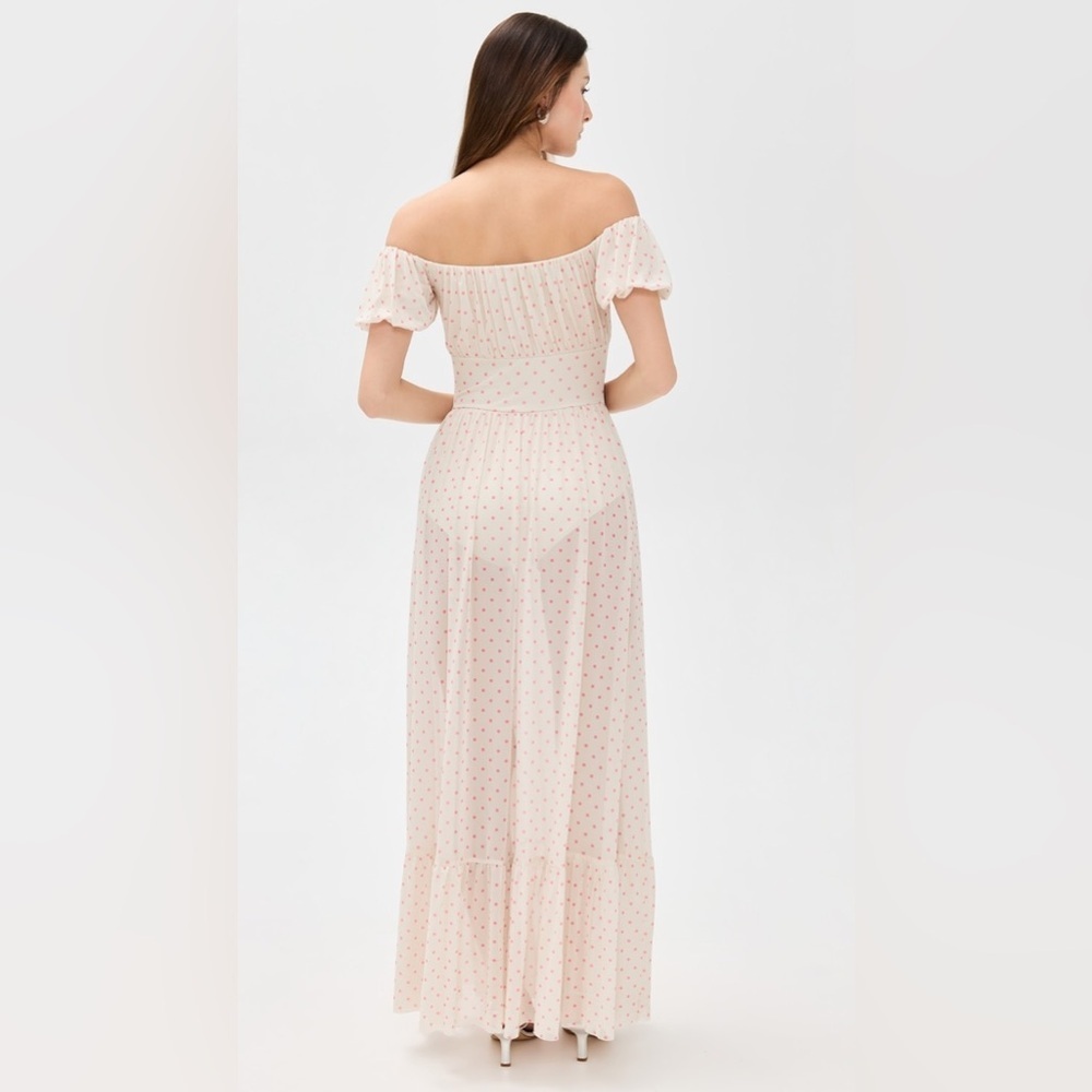 AFRM Moreno Dress Coral Micro Dot Maxi Dress XXS - Picture 2 of 7